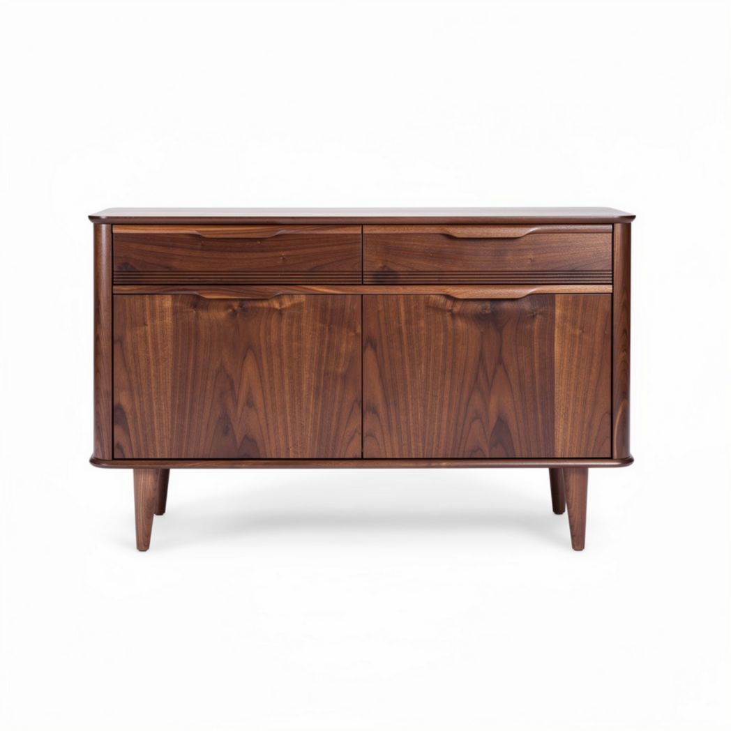 Wooden sideboard with two drawers and two doors 100 x 40 x 75cm in walnut finish