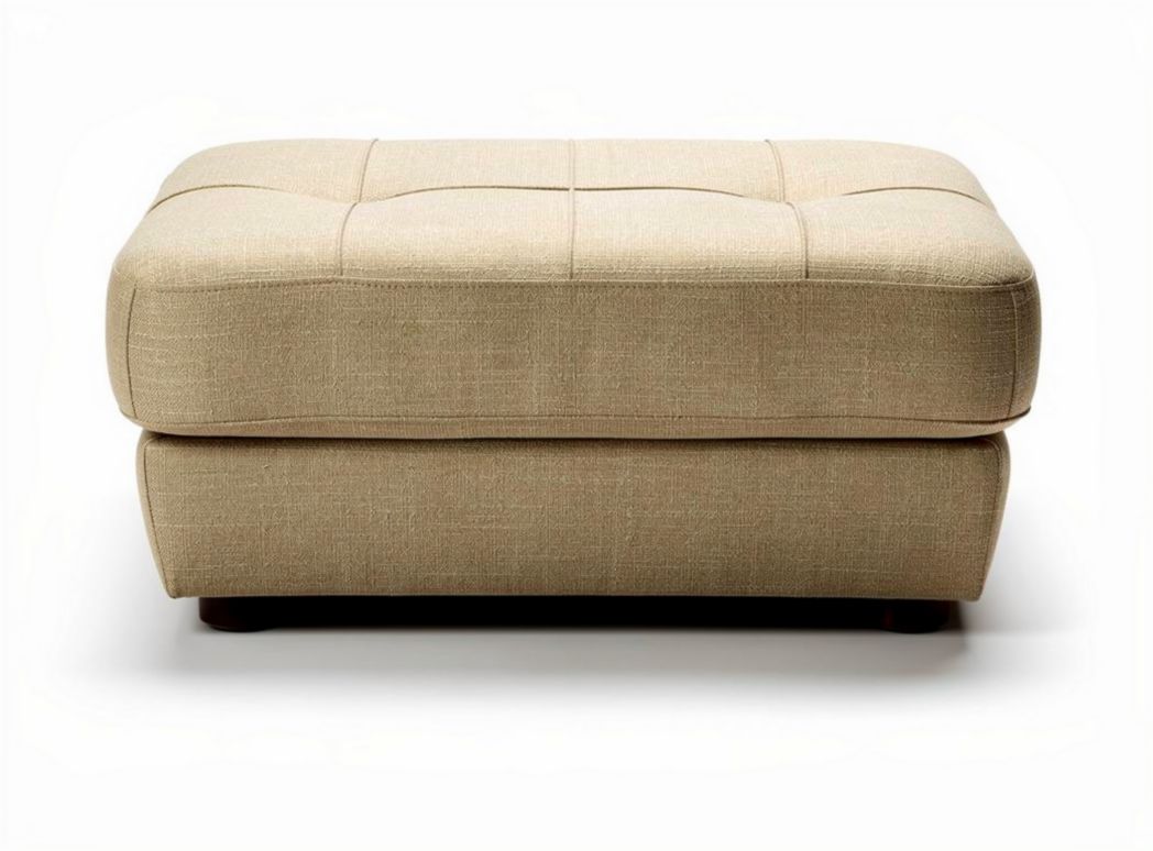 Fabric upholstered storage ottoman 80 x 60 x 40cm in beige color