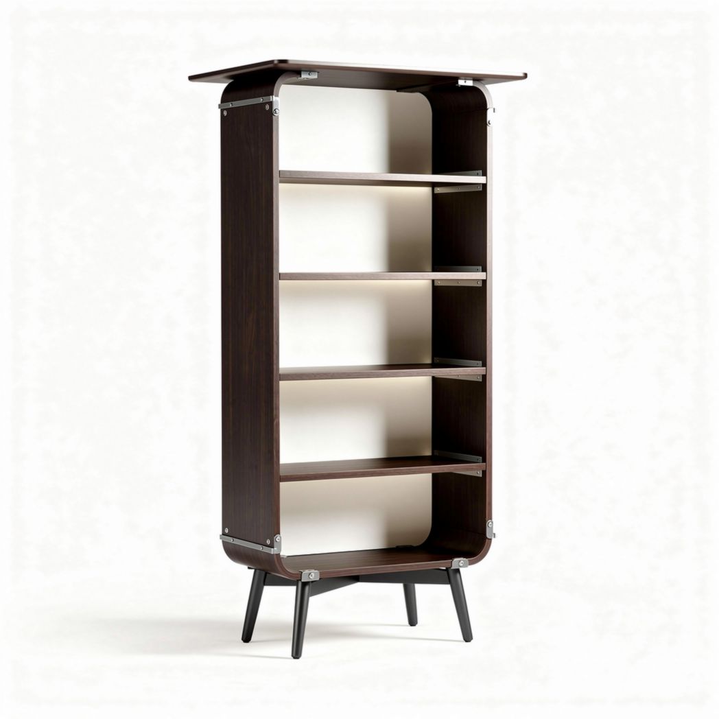 Wooden bookshelf with five shelves and natural finish 180 x 80 x 40cm