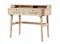 Wooden writing desk with two drawers and mesh detailing 100 x 50 x 75cm