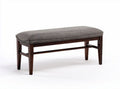 Upholstered wooden bench with gray fabric seat for entryway 100 x 40 x 45cm