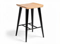 Wooden bar stool with black metal legs in natural finish 45 x 45 x 75cm