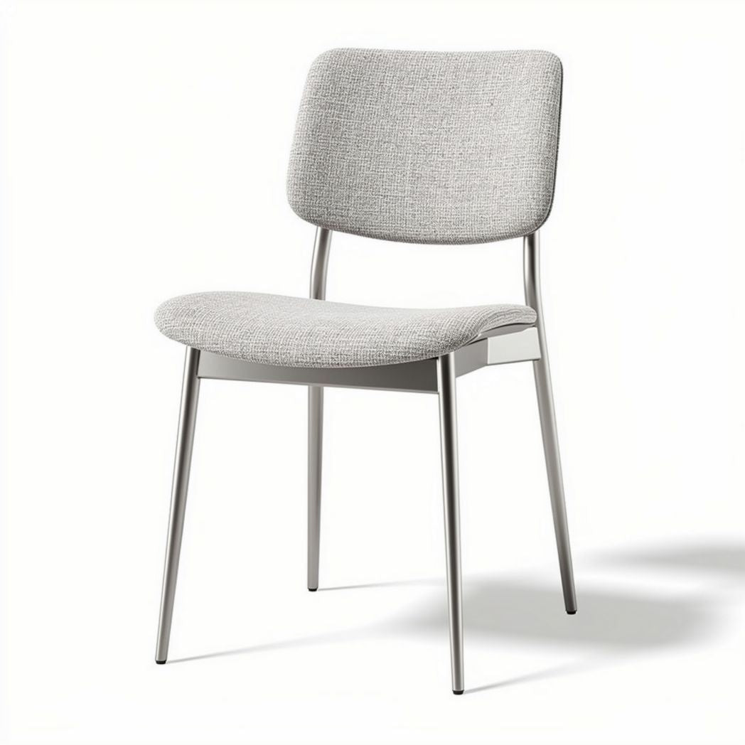 Wooden dining chair with fabric seat and backrest in gray 45 x 45 x 80cm