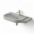 Wall-mounted bathroom sink in gray stone finish with faucet included 50 x 30 x 12cm