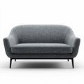 Mid-century modern two-seater sofa in tan faux leather with black legs 180 x 90 x 85cm