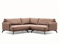 Corner sectional sofa in brown fabric with metal legs 230 x 150 x 85cm