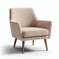 Fabric armchair in light beige color with wooden legs 80 x 80 x 85cm