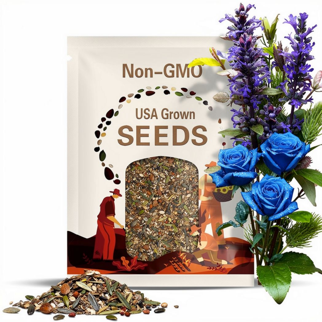 20 Fantasy Blue Rose Seeds | Novelty Rose Variety | Grown From Seed | Color May Vary | Unique Garden Flower | Non-GMO