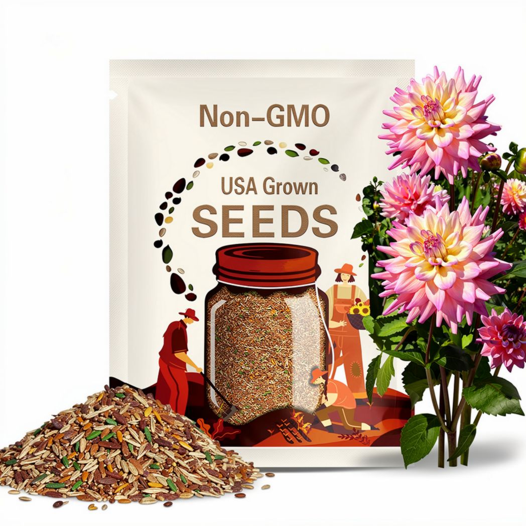 Bahama Mama Dahlia Seeds  - Perennial -Fast Growing - Open-Pollinating - Heirloom -Authentic- Clumping- Easy to Grow -B5G1#D010