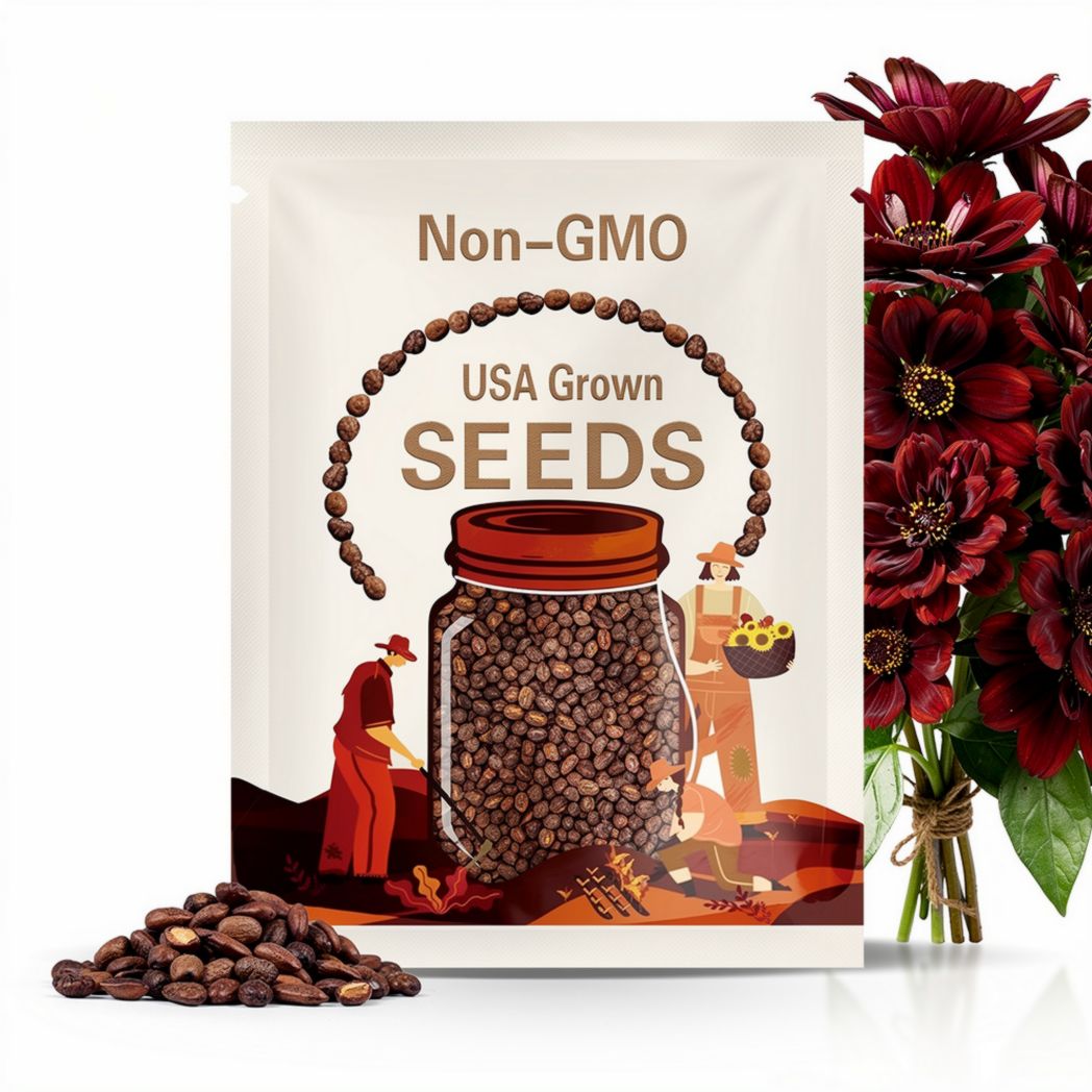 200 Chocolate Cosmos Seeds: Rare Dark Maroon Velvet Flowers, Easy Grow