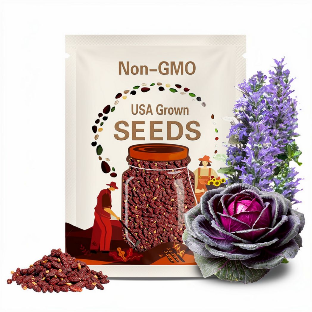 50 Red Acre Cabbage Seeds - Heirloom Non-GMO Garden Vegetable