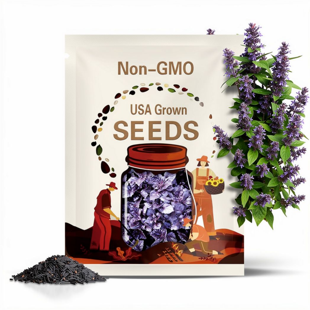 500 DARK OPAL BASIL (Purple Ruffles) Ocimum Basilicum Herb Flower Seeds